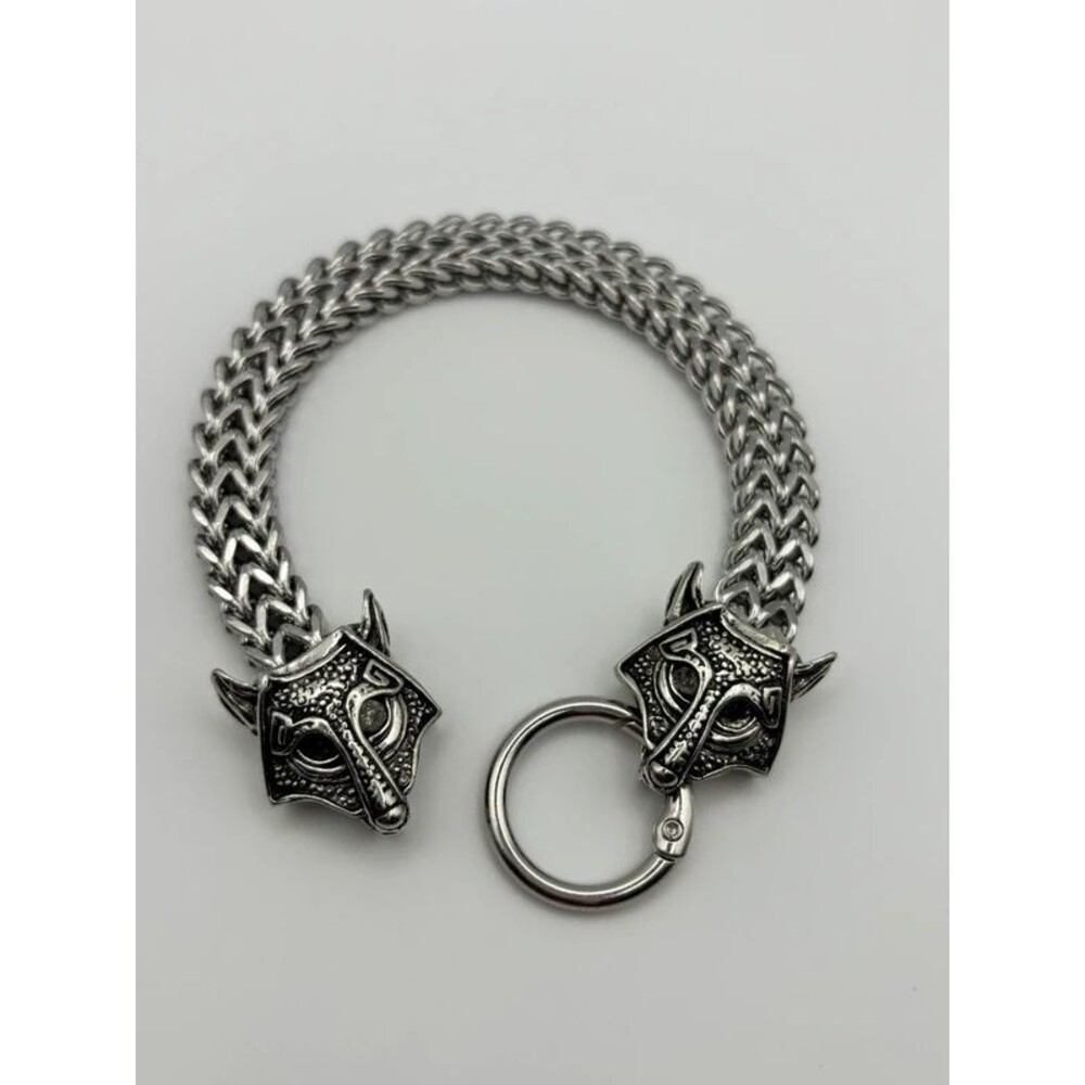 Men’s Stainless Steel Wolf Head Bracelet